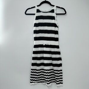 Janie & Jack Black & White Knit Dress 100% Cotton Halter Button Back Size 12